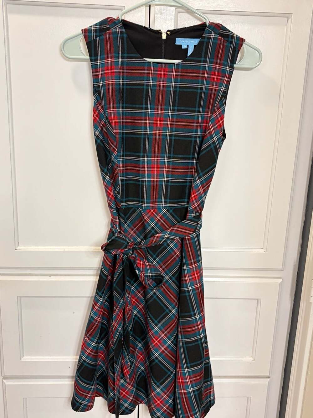 Draper James Sleeveless Plaid Tartan Fit & Flare Tie Waist Dress Southern Preppy